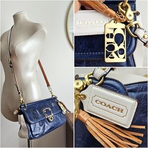 Coach Willis Limited Edition 70th Anniversary Crossbody Colorblock Gold Navy